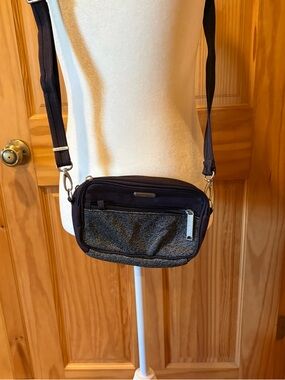 Baggallini Securtex Anti-Theft Festival Crossbody Bag  purple dark grey white